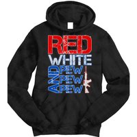 Red White And Pew Pew Pew USA Guns Tie Dye Hoodie