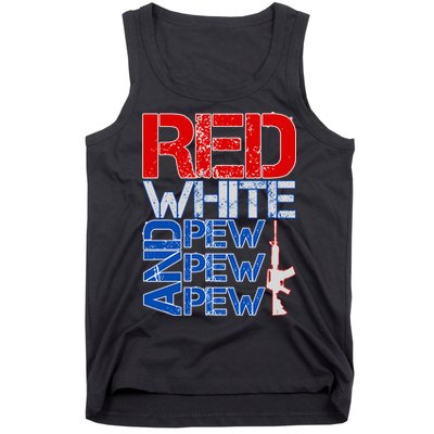 Red White And Pew Pew Pew USA Guns Tank Top