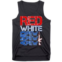 Red White And Pew Pew Pew USA Guns Tank Top