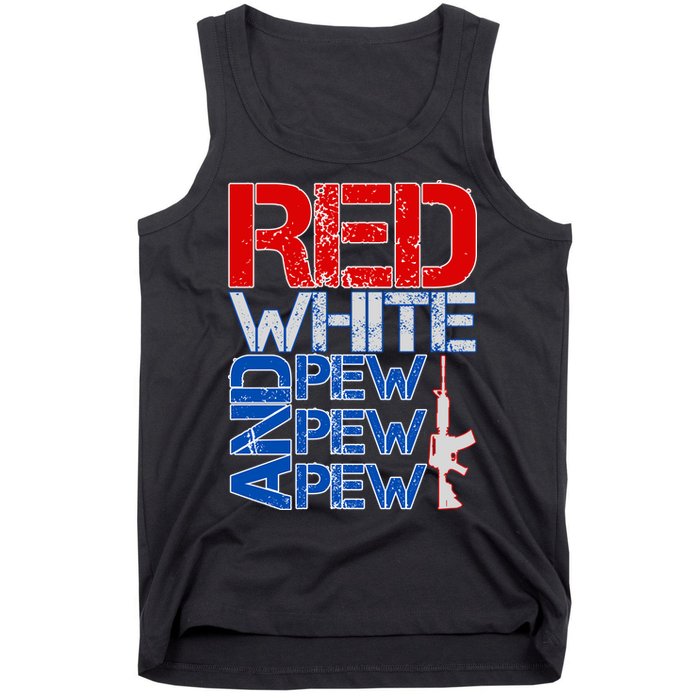 Red White And Pew Pew Pew USA Guns Tank Top