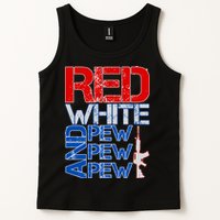 Red White And Pew Pew Pew USA Guns Tank Top