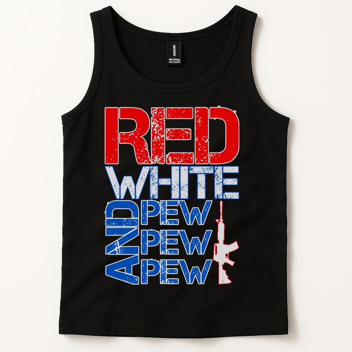 Red White And Pew Pew Pew USA Guns Tank Top