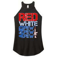 Red White And Pew Pew Pew USA Guns Women's Perfect Tri Rocker Tank