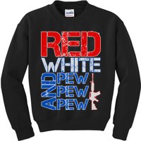 Red White And Pew Pew Pew USA Guns Kids Sweatshirt