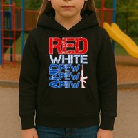 Red White And Pew Pew Pew USA Guns Kids Hoodie