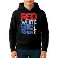 Red White And Pew Pew Pew USA Guns Kids Hoodie