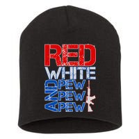 Red White And Pew Pew Pew USA Guns Short Acrylic Beanie