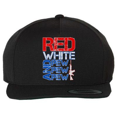 Red White And Pew Pew Pew USA Guns Wool Snapback Cap