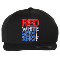 Red White And Pew Pew Pew USA Guns Wool Snapback Cap