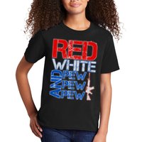 Red White And Pew Pew Pew USA Guns Kids T-Shirt