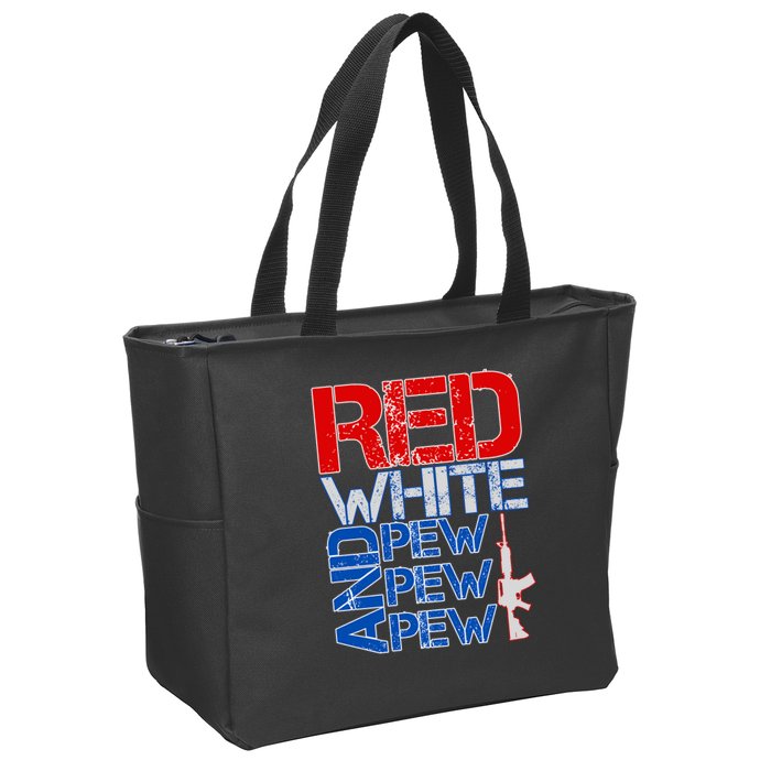 Red White And Pew Pew Pew USA Guns Zip Tote Bag