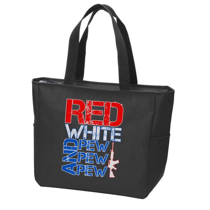 Red White And Pew Pew Pew USA Guns Zip Tote Bag