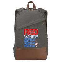 Red White And Pew Pew Pew USA Guns Cotton Canvas Backpack