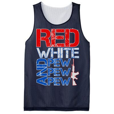 Red White And Pew Pew Pew USA Guns Mesh Reversible Basketball Jersey Tank