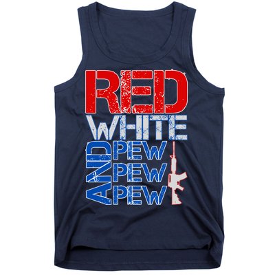 Red White And Pew Pew Pew USA Guns Tank Top