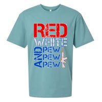 Red White And Pew Pew Pew USA Guns Sueded Cloud Jersey T-Shirt
