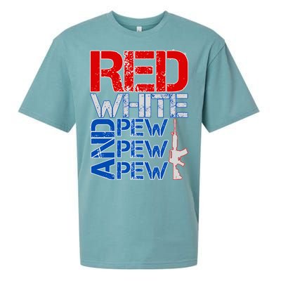 Red White And Pew Pew Pew USA Guns Sueded Cloud Jersey T-Shirt