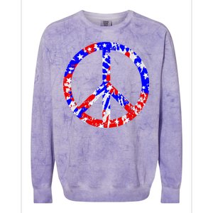 Red White Blue Dyed Peach Sign Stars Colorblast Crewneck Sweatshirt