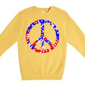 Red White Blue Dyed Peach Sign Stars Premium Crewneck Sweatshirt