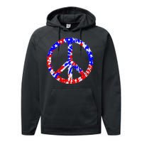 Red White Blue Dyed Peach Sign Stars Performance Fleece Hoodie