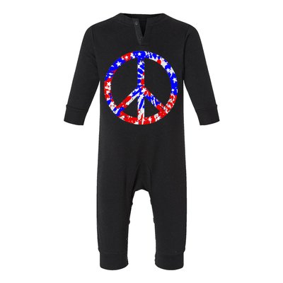 Red White Blue Dyed Peach Sign Stars Infant Fleece One Piece