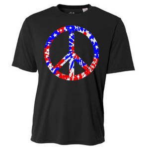 Red White Blue Dyed Peach Sign Stars Cooling Performance Crew T-Shirt