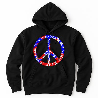 Red White Blue Dyed Peach Sign Stars Hoodie
