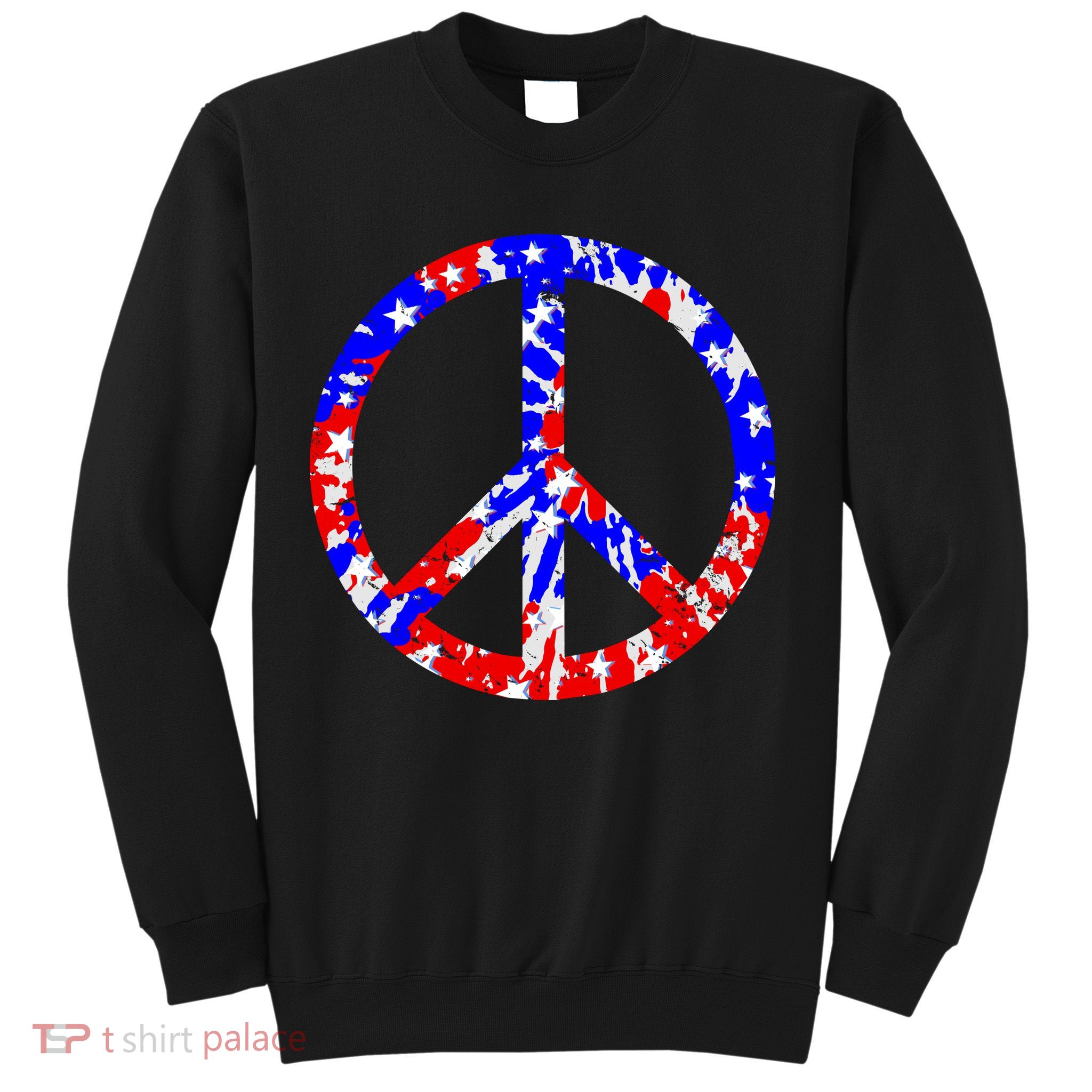 Red White Blue Dyed Peach Sign Stars Sweatshirt