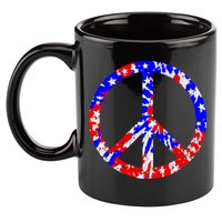 Red White Blue Dyed Peach Sign Stars 11oz C Handle Ceramic Mug