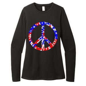 Red White Blue Dyed Peach Sign Stars Womens CVC Long Sleeve Shirt