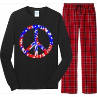 Red White Blue Dyed Peach Sign Stars Long Sleeve Pajama Set