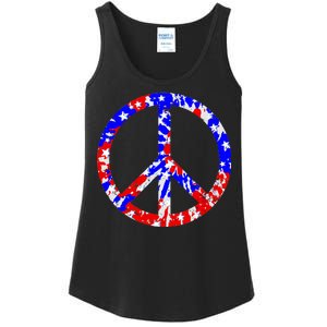 Red White Blue Dyed Peach Sign Stars Ladies Essential Tank