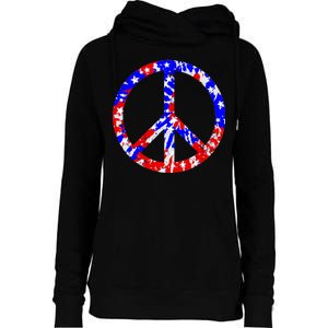 Red White Blue Dyed Peach Sign Stars Womens Funnel Neck Pullover Hood