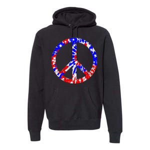 Red White Blue Dyed Peach Sign Stars Premium Hoodie