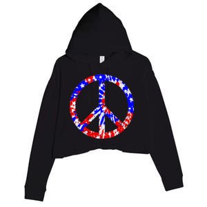 Red White Blue Dyed Peach Sign Stars Crop Fleece Hoodie