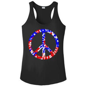 Red White Blue Dyed Peach Sign Stars Ladies PosiCharge Competitor Racerback Tank