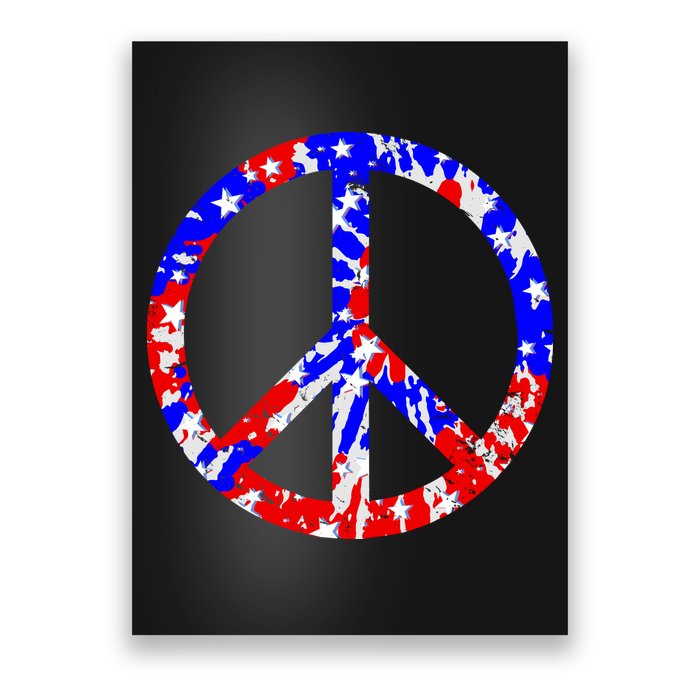 Red White Blue Dyed Peach Sign Stars Poster