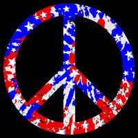 Red White Blue Dyed Peach Sign Stars Poster