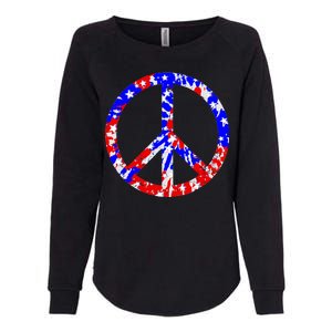 Red White Blue Dyed Peach Sign Stars Womens California Wash Sweatshirt