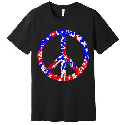Red White Blue Dyed Peach Sign Stars Premium T-Shirt