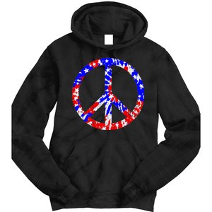 Red White Blue Dyed Peach Sign Stars Tie Dye Hoodie