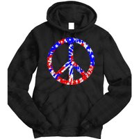 Red White Blue Dyed Peach Sign Stars Tie Dye Hoodie