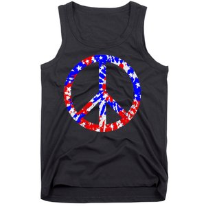 Red White Blue Dyed Peach Sign Stars Tank Top