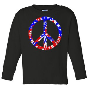 Red White Blue Dyed Peach Sign Stars Toddler Long Sleeve Shirt