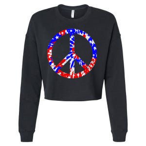 Red White Blue Dyed Peach Sign Stars Cropped Pullover Crew