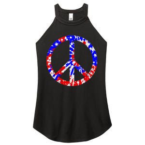 Red White Blue Dyed Peach Sign Stars Women's Perfect Tri Rocker Tank