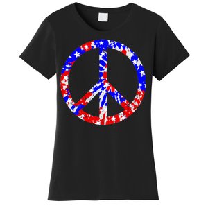 Red White Blue Dyed Peach Sign Stars Women's T-Shirt