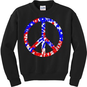 Red White Blue Dyed Peach Sign Stars Kids Sweatshirt