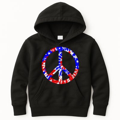Red White Blue Dyed Peach Sign Stars Kids Hoodie