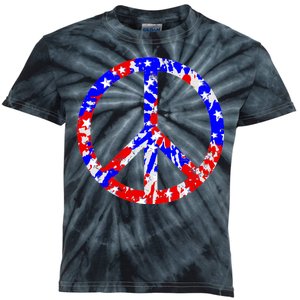 Red White Blue Dyed Peach Sign Stars Kids Tie-Dye T-Shirt